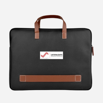 Black Zippered Laptop Sleeve – 15.6” | Stylish Vegan Leather with Pocket